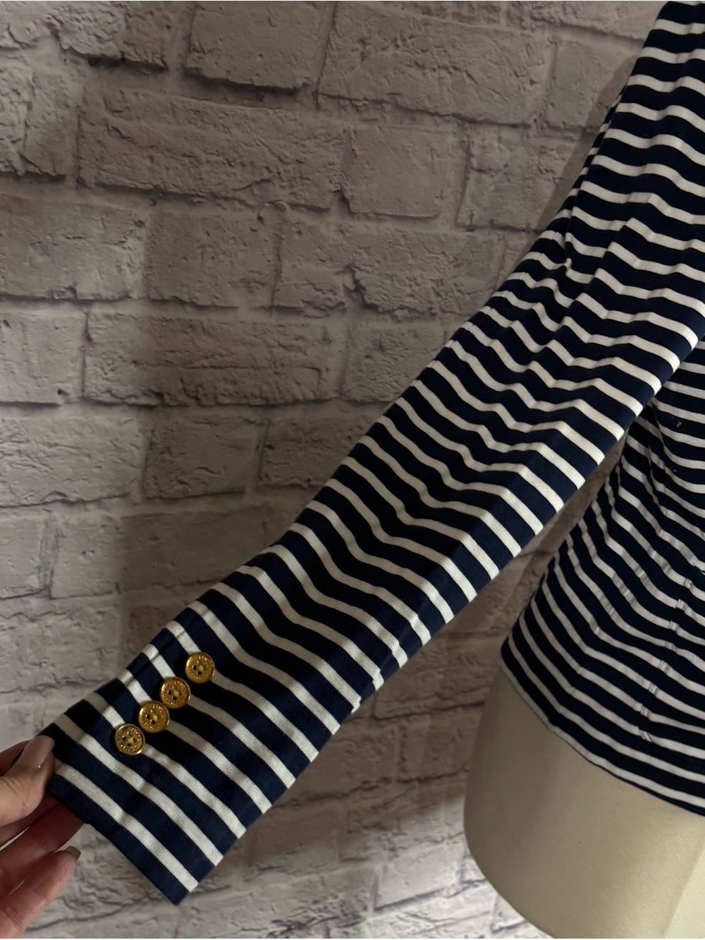 Lauren Ralph Lauren Navy White Striped Knit Blazer Nautical Classic Preppy L - Picture 10 of 12